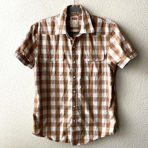 Levi's Mens Shirt Size Medium Snap Front Gingam Checks Short Sleeve Cotton